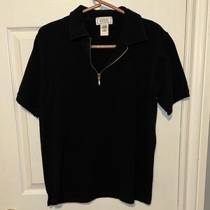 3 for $20 Vintage Jennifer Moore black half zip short sleeve collar shirt sz s